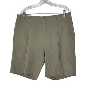 Nat Nast Men's Khaki Pleated Silk Blend Shorts Size 36